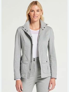 Anatomie Women's Jacket Jane Snap Front Pockets Long Sleeve Stretch Gray Small